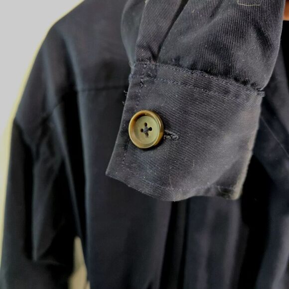 Skies Are Blue Jacket Womens XS Navy Safari Utility Chore Open Front Tencel - Picture 10 of 13